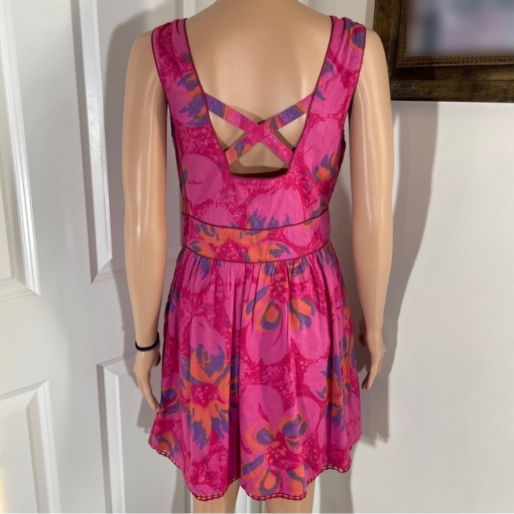 NWT FREE PEOPLE Floral Sleeveless Dress Embroidered With Cross Straps Back - Picture 2 of 8
